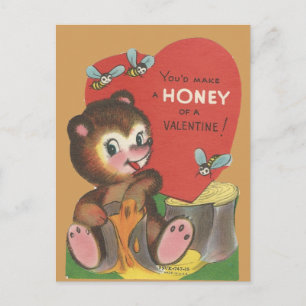 Vintage "Honigbär"-Valentinstag Feiertagspostkarte