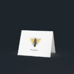 Vintage Honigbiene im Wasserfarbenstil Dankeskarte<br><div class="desc">Eleganter Vintager Stil handgemalt Aquarell Honey Bee gefaltet Dankeschön Karte. Personalisierte Notenkarte Leere im Inneren.</div>