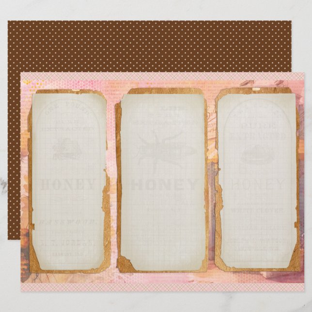 Vintage-Honigbiene-Journal-Papierblatt (Vorne/Hinten)