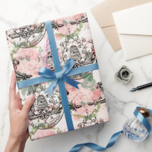 Vintage Honigbiene-Muster  Geschenkpapier