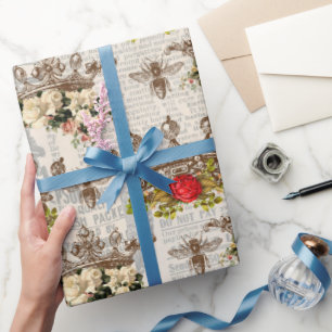 Vintage Honigbiene-Muster  Geschenkpapier