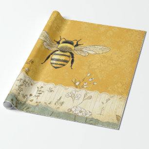 Vintage Honigbiene Wildblumengarten (3) Geschenkpapier