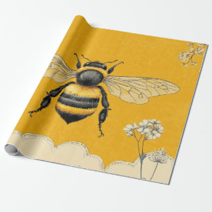 Vintage Honigbiene Wildblumengarten (6) Geschenkpapier