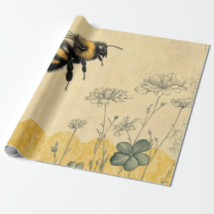 Vintage Honigbiene Wildblumengarten (8) Geschenkpapier