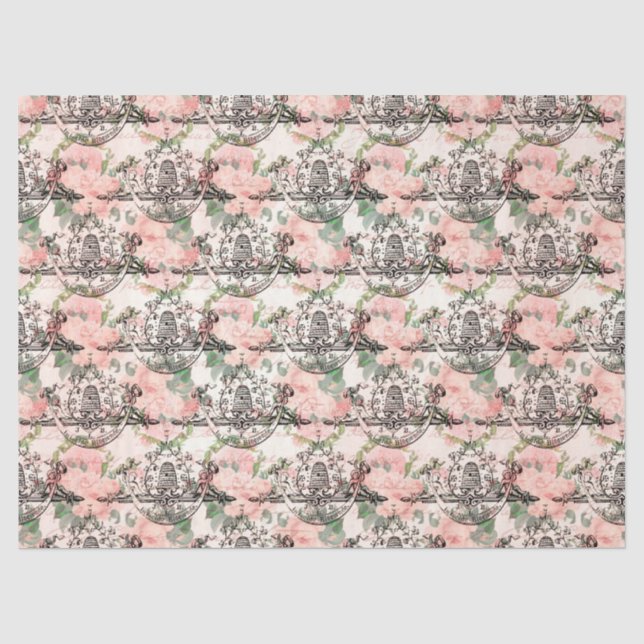Vintage Honigbienen-Serie Design 14 Gewebepapier Seidenpapier (Vorderseite)
