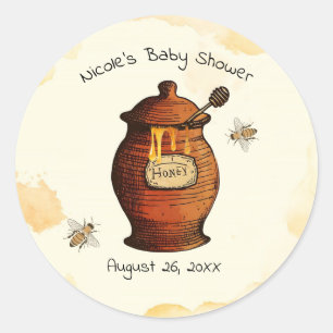 Vintage Honigtopf Honigbiene Baby Shower Einladung Runder Aufkleber