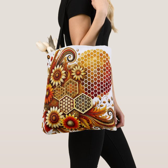 Vintage Honigwabe und Sonnenblumenbeutel Tasche (Von Nahem)