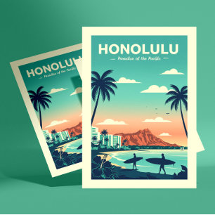 Vintage Honolulu Hawaii  Postkarte