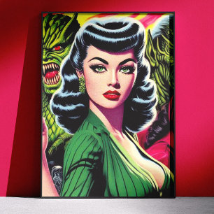 Vintage-Horror-Sci-Fi-Pulp-Girl Poster