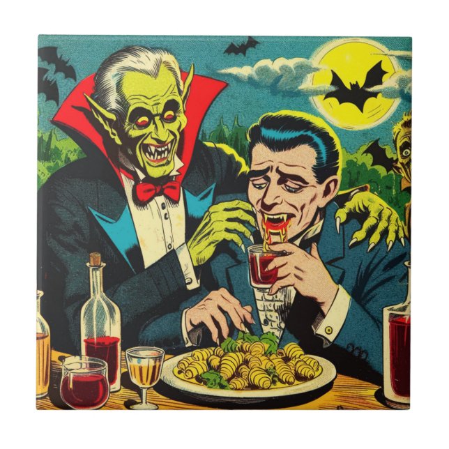 Vintage-Horror-Vampir-Comics Fliese (Vorderseite)