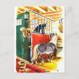 Vintage Horses Equestrian Postkarte