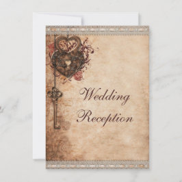 Vintage Hörsperre und Schlüsselhochzeit Einladung