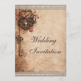 Vintage Hörsperre und Schlüsselhochzeit Einladung