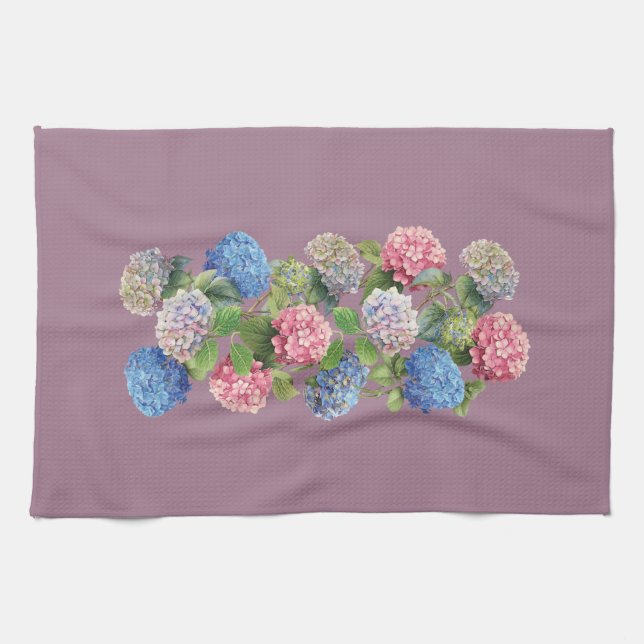 Vintage Hortensien-Blumenmuster Geschirrtuch (Horizontal)