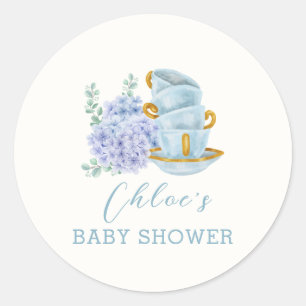Vintage-Hortensien-Tee-Einladung zur Babyparty Runder Aufkleber