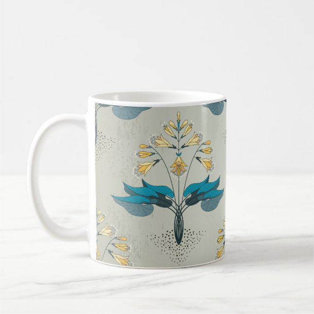 Vintage Hosta, floralmodernes Muster. Kaffeetasse (Links)