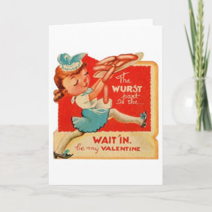 Vintage Hot Dog Kellnerin Valentinsgrußkarte Feiertagskarte