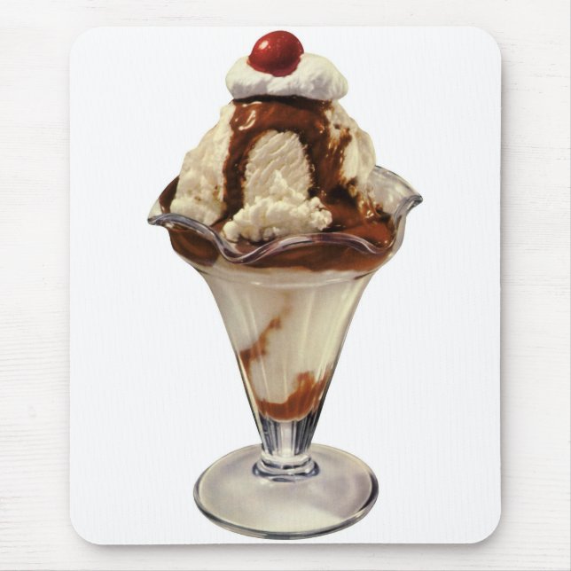 Vintage Hot Fudge Ice Cream Sundae Desserts Mousepad (Vorne)