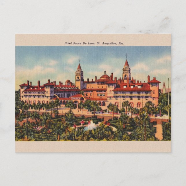 Vintage Hotel Ponce De Leon St. Augustine Carte po (Devant)