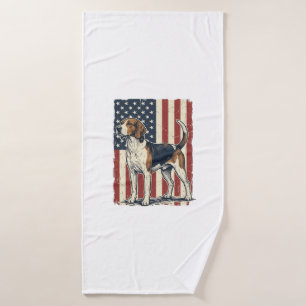 Vintage Hound Dog Patriotic Flag Vector-Shirt-Desi Badehandtuch