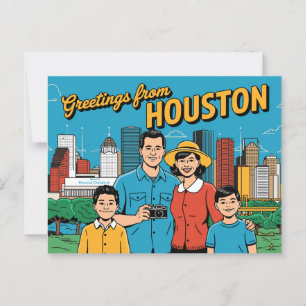 Vintage Houston Postkarte Grüße aus Houston