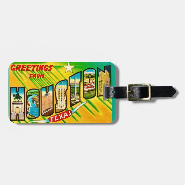 Vintage Houston Texas Gepäckanhänger (Vorderseite horizontal)