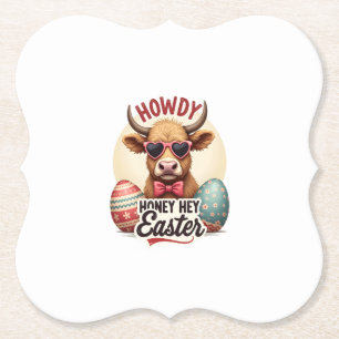 Vintage Howdy Honey Ostern Highland-Kuh Süßer Hase Untersetzer