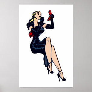 Vintage hübsche Blondine Retro-Glamour-Girl Pinup Poster