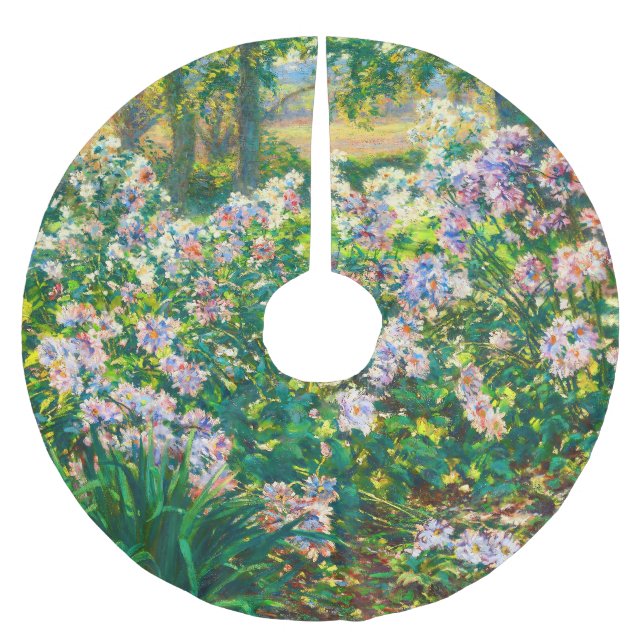 Vintage hübsche Blume Windblumenillustrierung Polyester Weihnachtsbaumdecke (Vorderseite)
