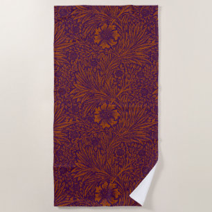 Vintage hübsche dunkorange lila Blumenmuster Strandtuch