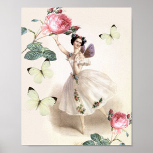 Vintage hübsche Fee Ballerina Mädchenhaft Poster