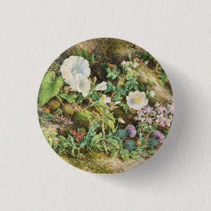 Vintage hübsche Petunien Blumen Blumenmalerei Button
