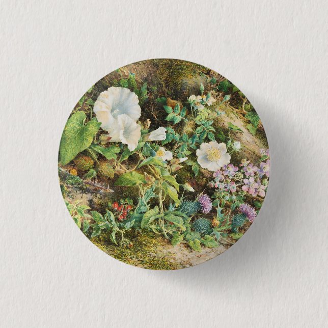 Vintage hübsche Petunien Blumen Blumenmalerei Button (Vorderseite)