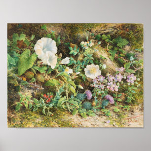 Vintage hübsche Petunien Blumen Blumenmalerei Poster