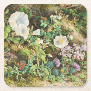 Vintage hübsche Petunien Blumen Blumenmalerei Rechteckiger Pappuntersetzer