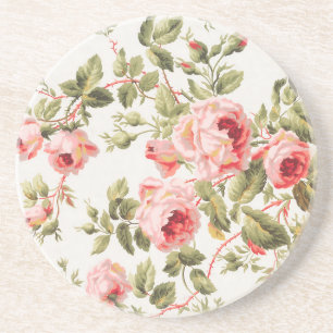 Vintage hübsche rosa Rosen Blumenmuster Getränkeuntersetzer