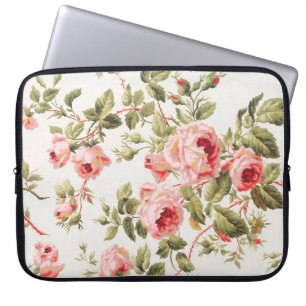 Vintage-hübsches rosa Rosen-Blumenmuster Laptopschutzhülle