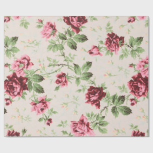Vintage hübsches rot und rosa Rosen Blumenmuster Geschenkpapier