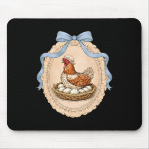 Vintage Huhn auf Nest mit Eiern Cottagecore Bauern Mousepad