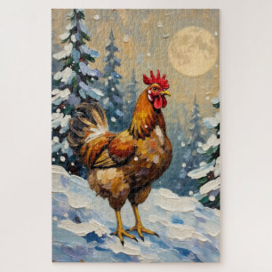 Vintage-Huhn im schneebedeckten Weihnachtswunderla