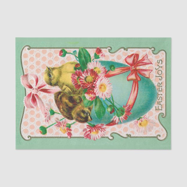 Vintage Hühner mit Ostereier Gruß Seidenpapier (Vorderseite)