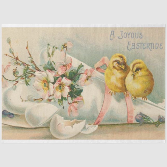 Vintage Hühner Ostern Urlaub Seidenpapier (Vorderseite)