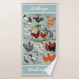 Vintage Hühnerzucht    Badehandtuch