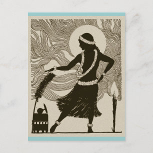 Vintage Hula Mädchen Postkarte