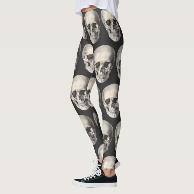 Vintage Human Anatomy Skull, Halloween Skeleton Leggings (Links)
