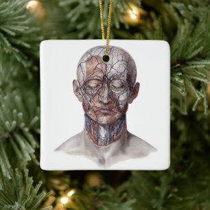 Vintage Humananatomie Wissenschaft, Kopf Kehle Nas Keramikornament