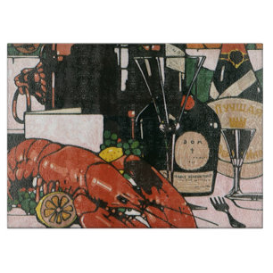 Vintage-Hummer-Champagner; Fancy elegante Party Schneidebrett