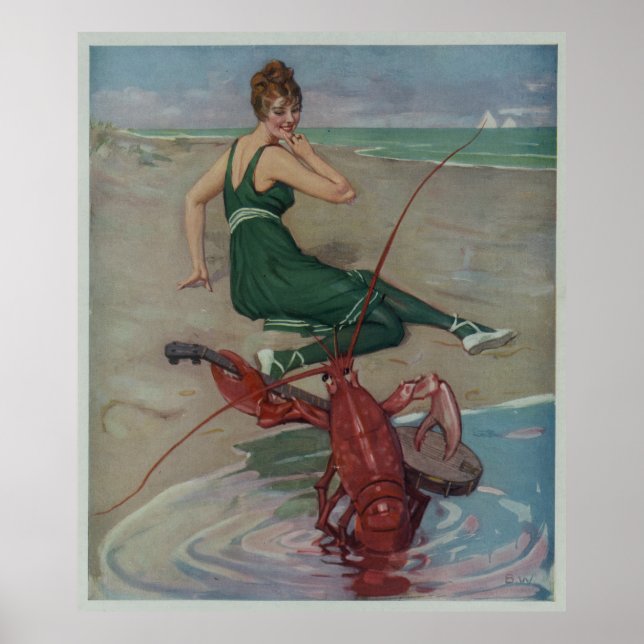 Vintage Hummer Gitarre Serenade Illustration Poster (Vorne)