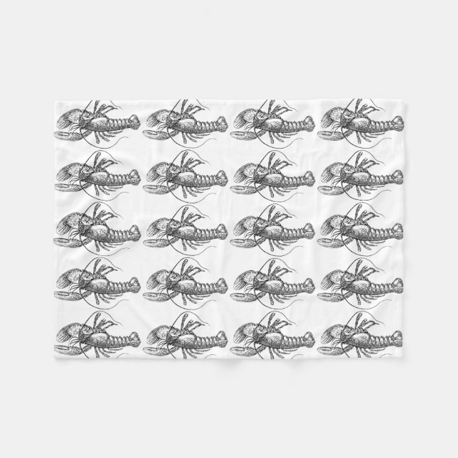 Vintage Hummer-Illustration Fleecedecke (Vorderseite (Horizontal))