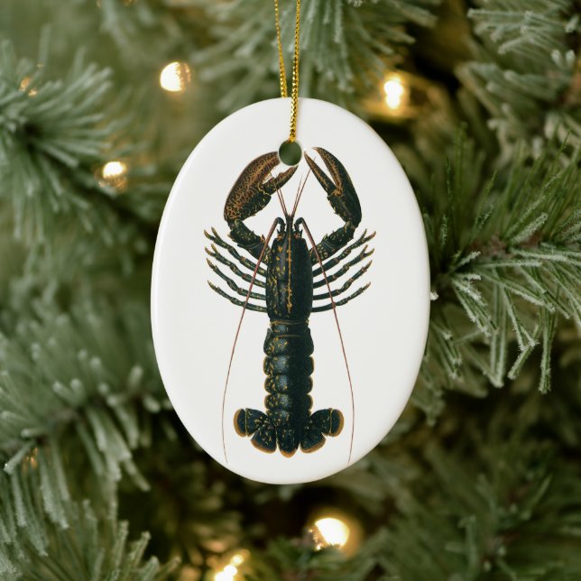 Vintage Hummer, marines Leben Keramikornament (Baum)